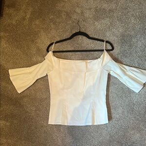 White Off the Shoulder Bell Sleeve Blouse